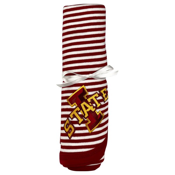I-State Cardinal and White Striped Baby Blanket